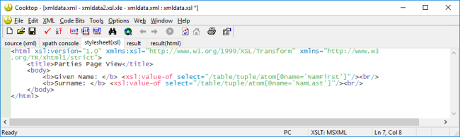 XSL code sample